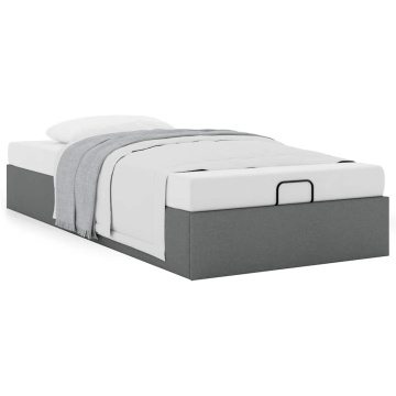 Cadru de pat otoman fără saltea țesătură gri închis 100x200 cm - Img 2
