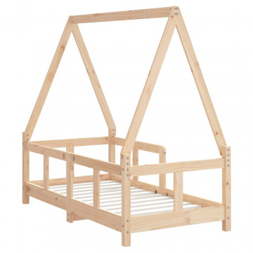 Cadru de pat pentru copii, 70x140 cm, lemn masiv de pin - Img 5