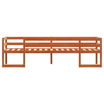 Cadru de pat pentru copii maro ceruit 90x200 cm lemn masiv pin - Img 8