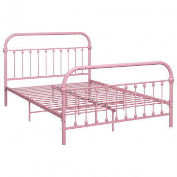 Cadru de pat, roz, 140 x 200 cm, metal - Img 2