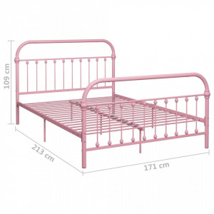 Cadru de pat, roz, 160 x 200 cm, metal - Img 5