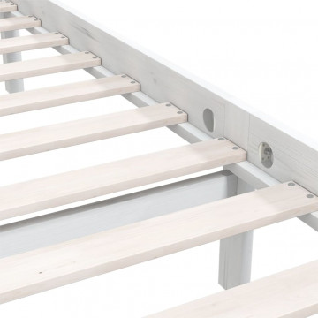 Cadru de pat single, alb, 90x190 cm, lemn masiv de pin - Img 6