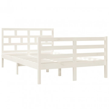 Cadru de pat Small Double 4FT, alb, 120x190 cm, lemn masiv - Img 3