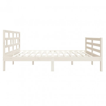 Cadru de pat Small Double 4FT, alb, 120x190 cm, lemn masiv - Img 8