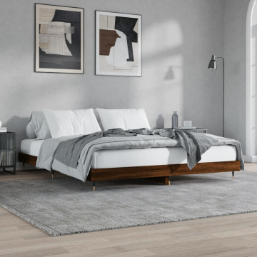 Cadru de pat, stejar maro, 120x200 cm, lemn prelucrat - Img 1