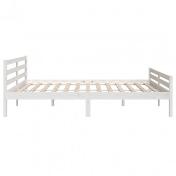 Cadru de pat Super King 6FT, alb, 180x200 cm, lemn masiv - Img 5