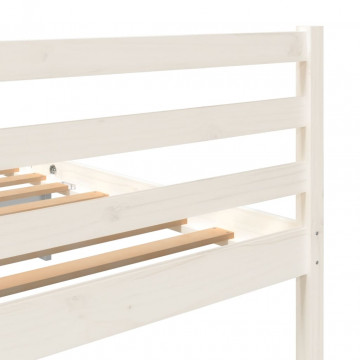 Cadru de pat Super King 6FT, alb, 180x200 cm, lemn masiv - Img 5