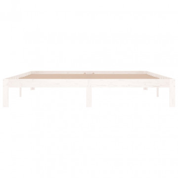 Cadru de pat Super King 6FT, alb, 180x200 cm, lemn masiv - Img 4