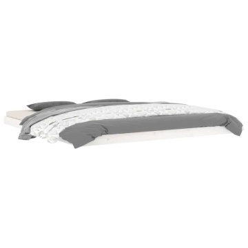 Cadru de pat Super King, alb, 180x200 cm, lemn masiv de pin - Img 3