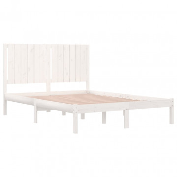 Cadru pat, alb, 140x200 cm, lemn masiv de pin - Img 4