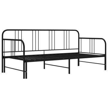 Cadru pat canapea extensibilă, negru, 90 x 200 cm, metal - Img 2