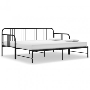 Cadru pat canapea extensibilă, negru, 90 x 200 cm, metal - Img 3