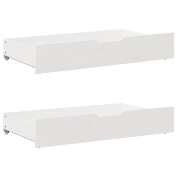 Cadru pat cu sertare, 140x200 cm, alb, lemn masiv pin - Img 5