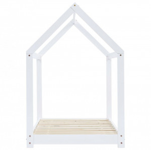 Cadru pat de copii, alb, 80x160 cm, lemn masiv de pin - Img 4