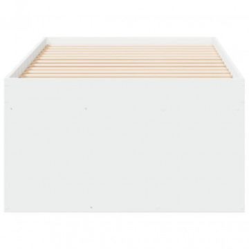 Cadru pat de zi cu sertare, alb, 75x190 cm, lemn prelucrat - Img 8