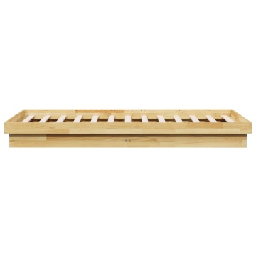 Cadru pat fără saltea 75x190 cm lemn masiv de stejar - Img 5