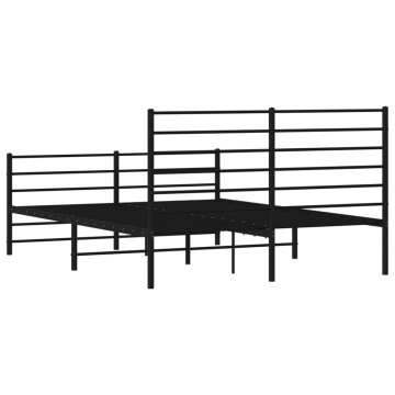 Cadru pat fără saltea, cu tăblie picioare negru 160x200cm metal - Img 7