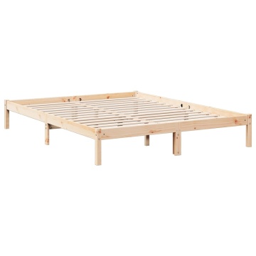 Cadru pat foarte lung fără saltea, 140x220 cm, lemn masiv pin - Img 5