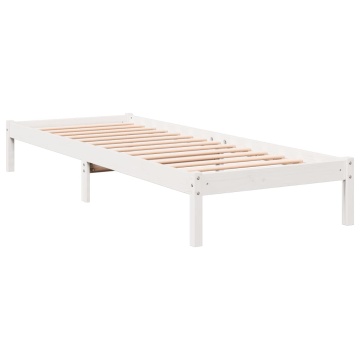 Cadru pat foarte lung fără saltea alb 100x220 cm lemn masiv pin - Img 5