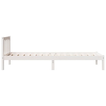 Cadru pat foarte lung fără saltea alb 90x220 cm lemn masiv pin - Img 8