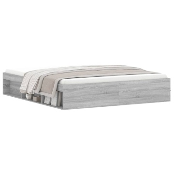 Cadru pat, gri sonoma, 180x200 cm, Super King Size - Img 3
