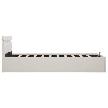 Cadru pat hidraulic ladă cu LED alb 140x200 cm piele ecologică - Img 5