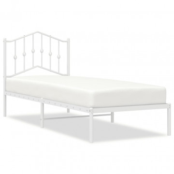 Cadru pat metalic cu tăblie, alb, 90x200 cm - Img 2