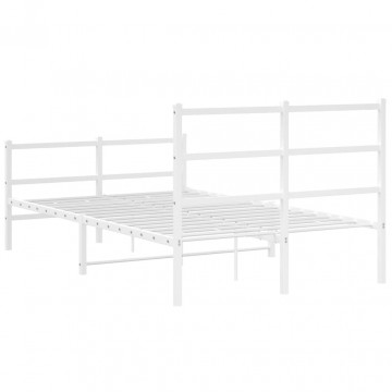 Cadru pat metalic cu tăblie de cap/picioare , alb, 120x190 cm - Img 6