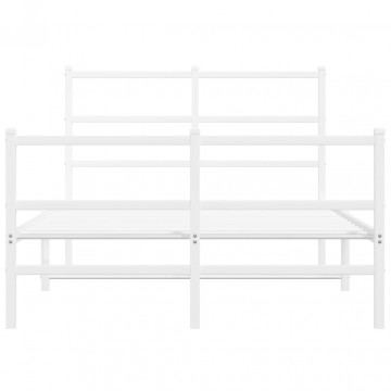 Cadru pat metalic cu tăblie de cap/picioare , alb, 120x190 cm - Img 8
