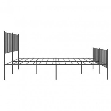 Cadru pat metalic cu tăblie de cap/picioare, negru, 180x200 cm - Img 5
