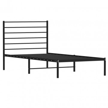 Cadru pat metalic cu tăblie, negru, 90x200 cm - Img 8