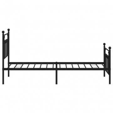 Cadru pat metalic cu tăblii de cap/picioare, negru, 80x200 cm - Img 6
