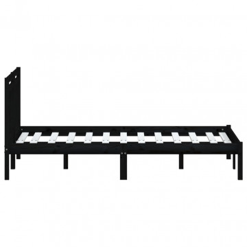Cadru pat, negru, 140x190 cm, lemn masiv de pin - Img 8