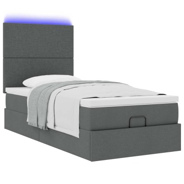 Cadru pat otoman cu saltea țesătură gri închis 100x200 cm - Img 5