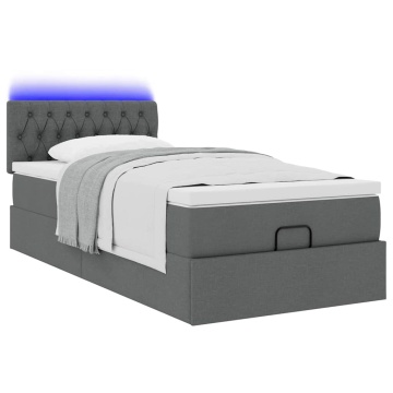 Cadru pat otoman cu saltea țesătură gri închis 100x200 cm - Img 5