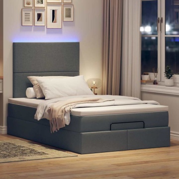Cadru pat otoman cu saltea țesătură gri închis 120x200 cm - Img 3
