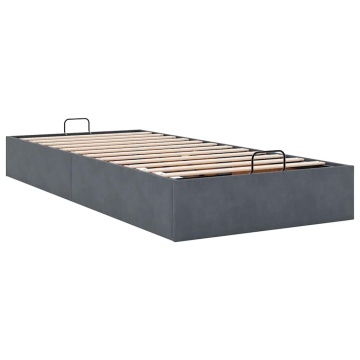 Cadru pat otoman fără saltea Gri închis 100x200 cm catifea - Img 4