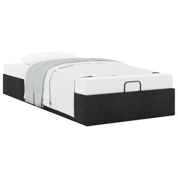 Cadru pat otoman fără saltea țesătură neagră 90x200 cm - Img 3