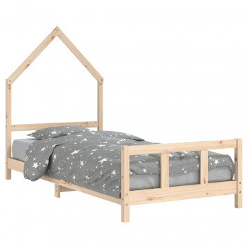 Cadru pat pentru copii, 90x200 cm, lemn masiv de pin - Img 2