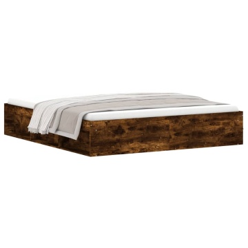 Cadru pat, stejar afumat, 180x200 cm, Super King Size - Img 2