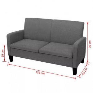 Canapea cu 2 locuri, 135 x 65 x 76 cm, gri închis - Img 4