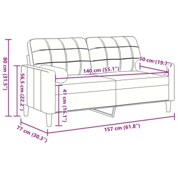 Canapea cu 2 locuri cu pernuțe, negru, 140 cm, catifea - Img 6