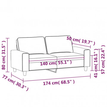 Canapea cu 2 locuri, gri închis, 140 cm, material textil - Img 7