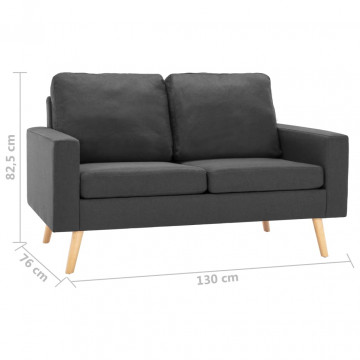 Canapea cu 2 locuri, gri închis, material textil - Img 6