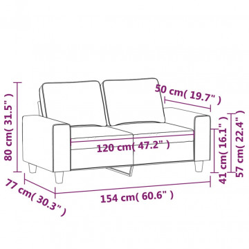 Canapea cu 2 locuri, negru, 120 cm, material textil - Img 7
