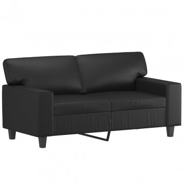 Canapea cu 2 locuri, negru, 120 cm, piele ecologică - Img 2