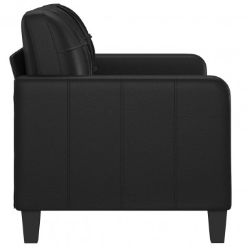Canapea cu 2 locuri, negru, 120 cm, piele ecologică - Img 4