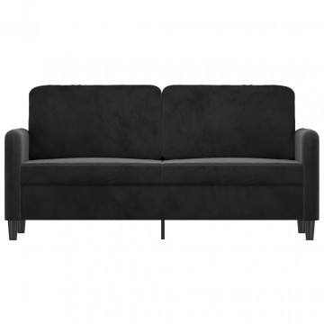 Canapea cu 2 locuri, negru, 140 cm, catifea - Img 3