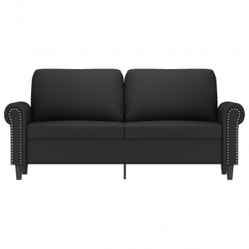 Canapea cu 2 locuri, negru, 140 cm, catifea - Img 3