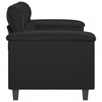 Canapea cu 2 locuri, negru, 140 cm, piele ecologică - Img 4